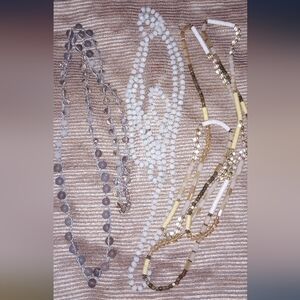 Anthro Set/3 Long Glass Bead Necklaces